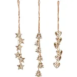 Girlanda z plechových zlatých stromečků 6 ks - 47 cm