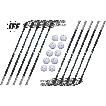 Florbalová hůl Set Accufli AirTek IFF Black (10 hokejek) 100 cm (= 111 cm) 5x levá / 5x pravá