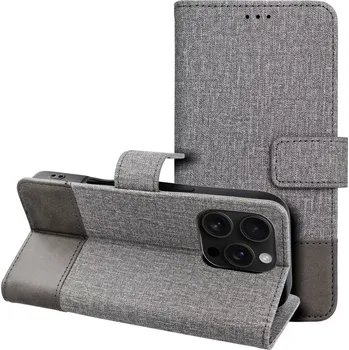 Pouzdro na mobilní telefon Knížkové flip pouzdro - Apple iPhone 16 Pro - COOLCASE GOMMA BOOK - šedé (Coolcase Gomma Book flipové pouzdro, obal pro Apple iPhone 16 Pro – elegantní TPU kryt se sloty na karty a magnetickým uzávěrem)
