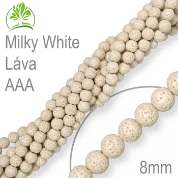 Dětské navlékací korálky Korálky z minerálů Korálky 8mm z minerálů Milky White Láva AAA (barvený) přírodní polodrahokam. Velikost pr.8mm. Balení 10Ks.