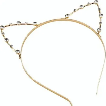 Čelenka Ozdoba do vlasů s perlami | kovová čelenka kočičí uši - krystal