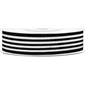 Stuha Rypsová stuha černobílý pruh 20 mm - 10 m