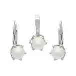 Souprava stříbrná Košík s perlou bílá NO-AgH49