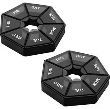 Dávkovač léků Krabička na léky 7 dní | mini dávkovač léků | cestovní organizér na léky | 2ks - Černá 2ks G733