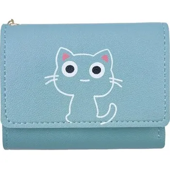 Peněženka Dámská peněženka s kočičím motivem - Světle modrá