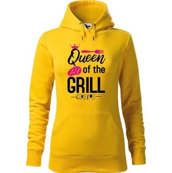Dámské oblečení DOBRÝ TRIKO Dámská mikina s potiskem Queen of the grill Velikost dámské mikiny: 2XL, Barva: Žlutá