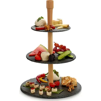 Kinvara Třípatrový břidlicový etažér MONOLIT, 40 cm