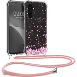 Crossbody pouzdro kwmobile - Samsung Galaxy A35 5G s popruhem - Cherry blossoms (Kwmobile crossbody silikonové pouzdro na Samsung Galaxy A35 5G – praktické pouzdro s popruhem na krk nebo přes rameno)