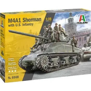 Plastikový model M4A1 Sherman with U.S. Infantry (Italeri 1:35)