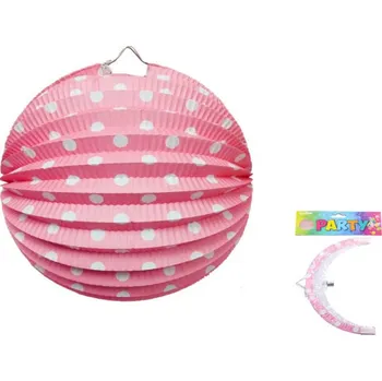 Balónek Lampion kulatý růžový puntík 25cm 947503