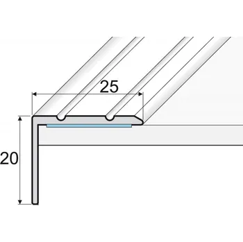 rohová lišta SH Profil, s.r.o. Effector A36S Schodová hrana 25x20, samolepící,elox délka 270cm Dekor: Tmavá bronz