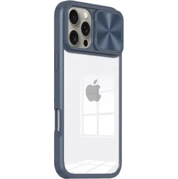 Pouzdro na mobilní telefon Kryt s posuvnou krytkou čočky fotoaparátu pro iPhone 16 Pro Max - tmavě modrý