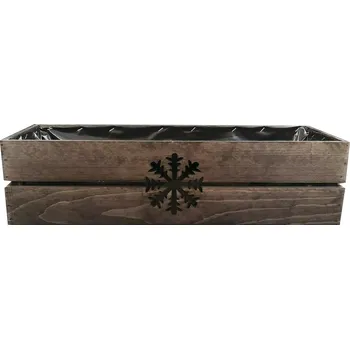 Truhlík Amadea Dřevěný vánoční truhlík s vločkou 62 cm