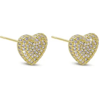 Náušnice biju Stříbrné náušnice, pozlacené srdce 1003348