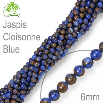 Přírodní kámen Korálky z minerálů Jaspis Cloisonne Blue přírodní polodrahokam. Velikost pr.6mm. Balení 12Ks.