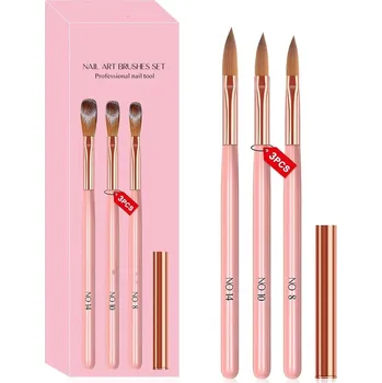 Růžová sada per na zdobení nehtů | Štětec na nehty | Manikúrní nástroje 3 ks