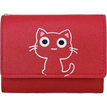 Dámská peněženka s kočičím motivem - červená