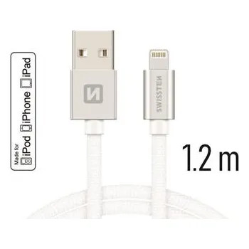 Datový kabel Swissten Datový Kabel Textile Usb / Lightning Mfi 1,2 M Stříbrný