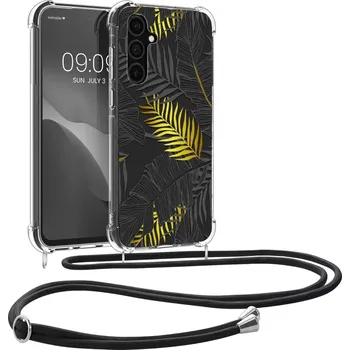 Pouzdro na mobilní telefon Crossbody pouzdro kwmobile - Samsung Galaxy A15 / A15 5G s popruhem - Palm leaves (Kwmobile crossbody silikonové pouzdro na Samsung Galaxy A15 / A15 5G – praktické pouzdro s popruhem na krk nebo přes rameno)