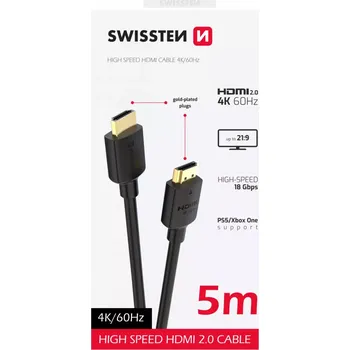 Video kabel Pletený HDMI kabel Swissten 4K 60 Hz, 5 m:
