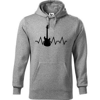 Pánská mikina DOBRÝ TRIKO Pánská mikina s potiskem Tep kytara Velikost pánské mikiny: 5XL, Barva: Tmavě šedý melír