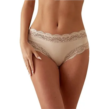 Kalhotky JADEA - Bavlněné kalhotky s vyšším pasem a krajkou art. 742 - tělová/XL