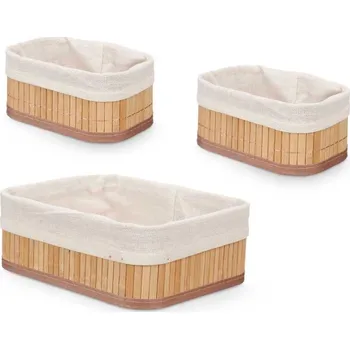 Příbor Kipit Bambusové koupelnové košíky VIVID, 3 kusy, bílý materiál