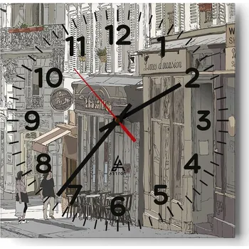 Hodiny Kuchyňské nástěnné hodiny 30x30 Architektura Skleněné hodiny do obýváku Tiché