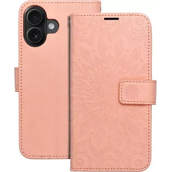 Pouzdro na mobilní telefon MEZZO Book - Apple iPhone 16 - flip knížkové pouzdro - Oranžová mandala (MEZZO Book case for Apple iPhone 16 - Oranžová mandala)