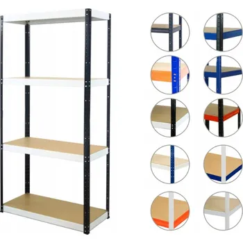 Dílenský regál Kovový regál skladový garážový HELIOS HBW 180x075x45 4x275kg