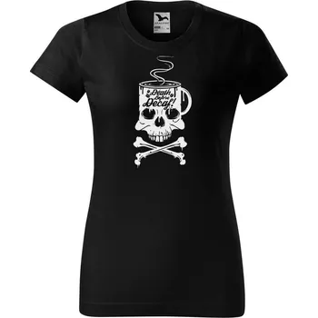 Dámské tričko DOBRÝ TRIKO Dámské tričko s potiskem Decaf Barva: Černá, Velikost: M