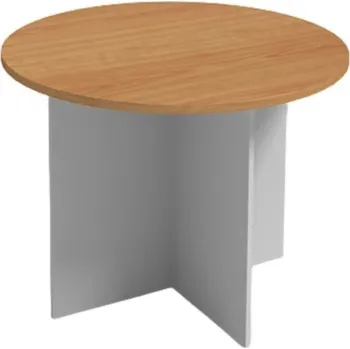 Psací stůl Jednací stůl s kulatou deskou PRIMO GRAY, průměr 100 cm, šedá/buk