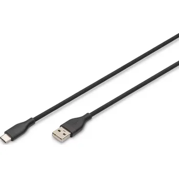 Datový kabel Silikonový kabel USB-A na USB-C, USB 2.0 60W, 2m černý