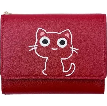 Dámská peněženka s kočičím motivem - Vínová