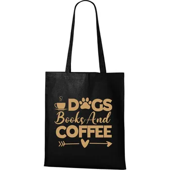 Nákupní taška DOBRÝ TRIKO Bavlněná taška s potiskem Psi knihy a káva Barva: Černá