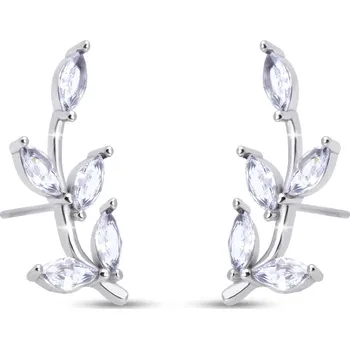 Náušnice biju Náušnice z chirurgické oceli, lístek ozdobený zirkony, 1003329