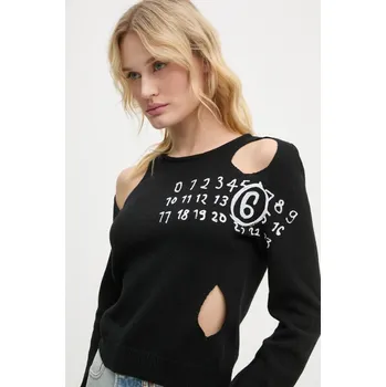 Dámský svetr Vlněný svetr MM6 Maison Margiela dámský, černá barva, lehký, S62NH0034.M13071, L, 99X