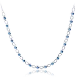 MINET Elegantní stříbrný náhrdelník s modrými zirkony