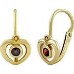 Dětské zlaté náušnice srdíčka Aisling s přírodním granátem