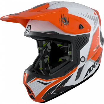 Helma na motorku Přilba AXXIS WOLF ABS STAR TRACK A4 GLOSS bílo černo oranžová Varianta: XL