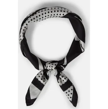 Šátek ŠÁTEK KARL LAGERFELD K/CIRCLE SILK SCARF BLACK/WHITE
