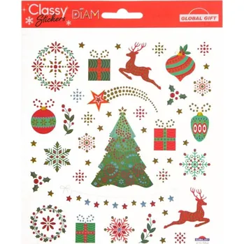 Vánoční dekorace Nálepky Classy DIAM Stromeček, 15x19cm
