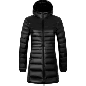 Dámská zimní/podzimní prošívaná bunda s kapucí plněná kachním peřím Barva: černá 2, Velikost: 7XL