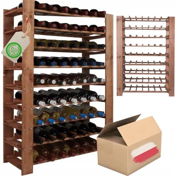 Stojan na víno Regál na víno police na víno série MAXI 63 lahví hnědá