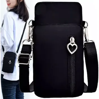 Malá taštička na telefon RO72B (Dámská černá taštička na mobilní telefon o velikosti max. 17 x 8,5 x 1,5 cm )