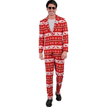 Karnevalový kostým Červený vánoční oblek se Soby - S