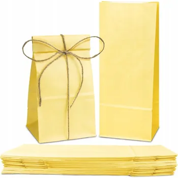 Dárková taška Papírové tašky ŽLUTÉ PASTELOVÉ 10x7x28 cm 25 kusů DÁRKOVÉ NAROZENINOVÉ