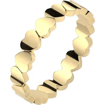 Prsten Zlacený ocelový prsten se srdíčky (59)