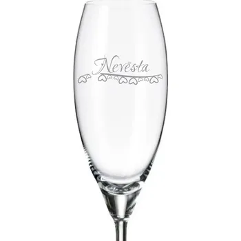 Sklenice Dekorant svatby Sklenička pro nevěstu SRDÍČKA 290 ml 1KS