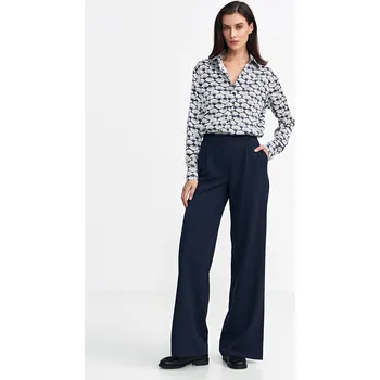 Dámské kalhoty Široké kalhoty se záhyby SD10 NIFE Barva: Tmavě Modrá, Velikost: L